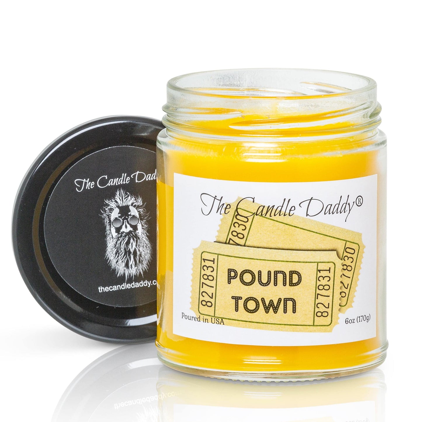 That One Way Ticket To Pound Town - Lemon Pound Cake Scented - Funny 6 oz Jar Candle- 40 hour burn time