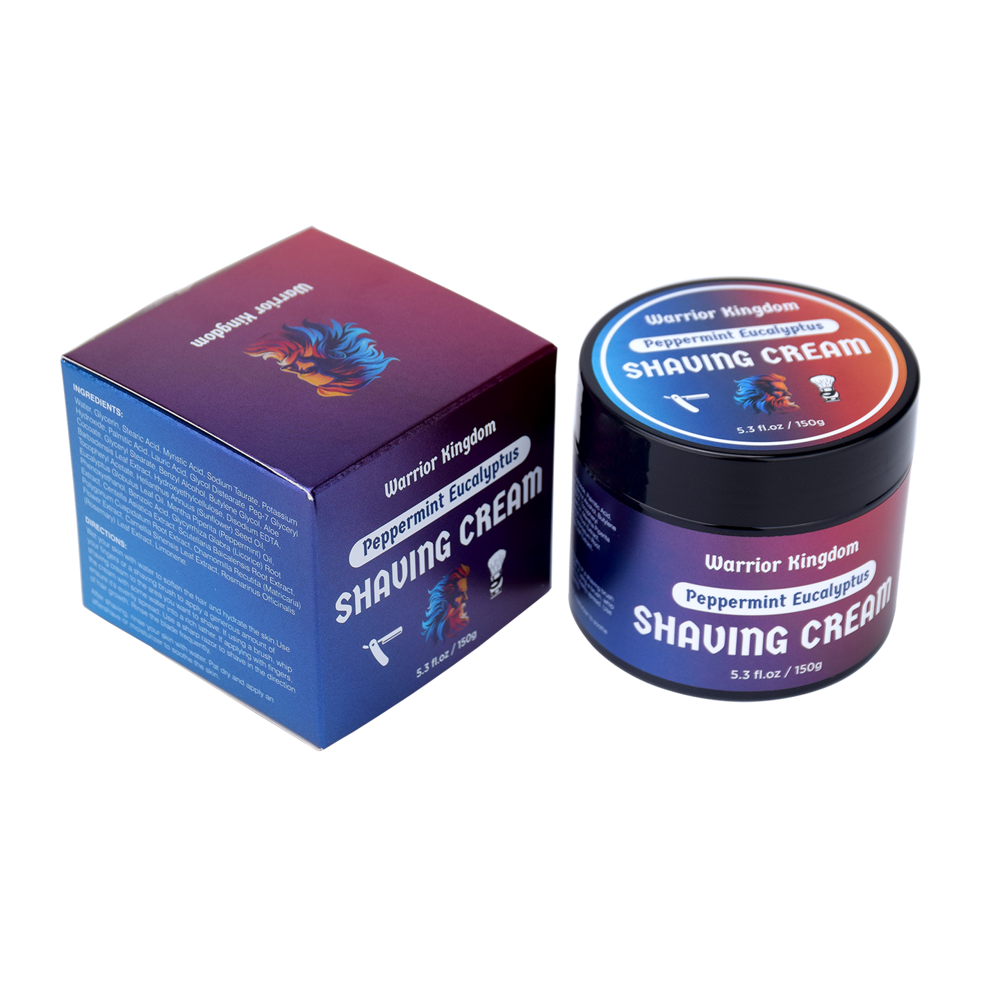 Warrior Kingdom Shaving Cream - Peppermint Eucalyptus for sensitive skin Vegan Paraben free - Concordia Style Boutique