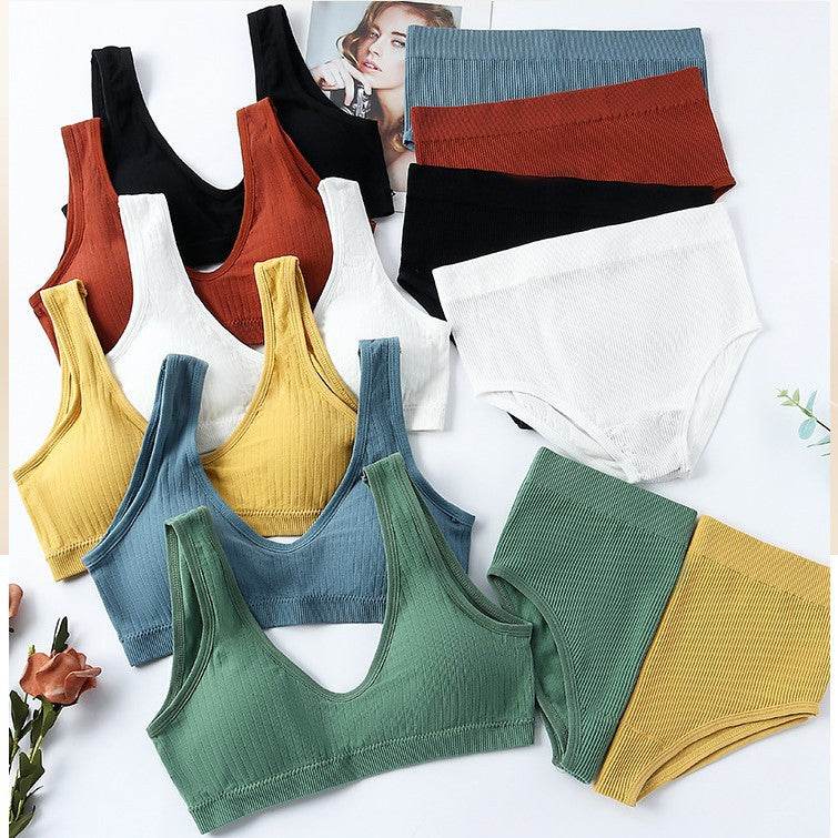 Sports Underwear With Chest Pads Gather Anti-Expansion Chest Vest High Waist Bag Hip Underwear No Steel Ring Seamless Vest Set - Concordia Style Boutique