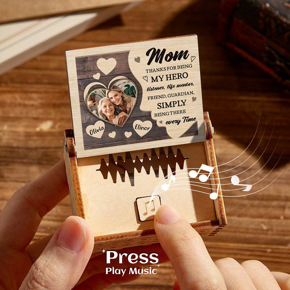 Personalized Wooden Photo Music Box Custom Heart Music Box Gift - Concordia Style Boutique