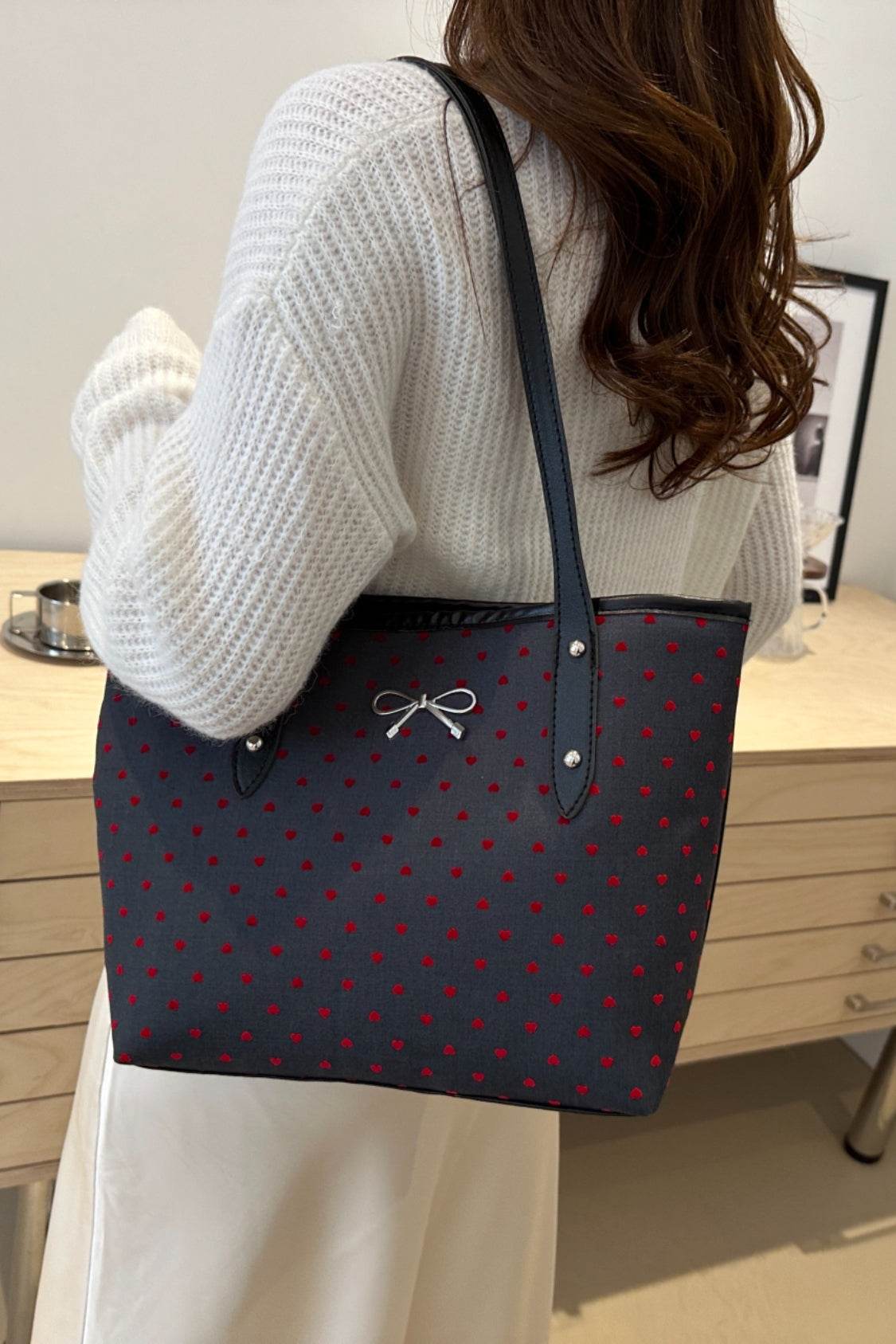 Bow Trim Polyester Tote Bag - Concordia Style Boutique