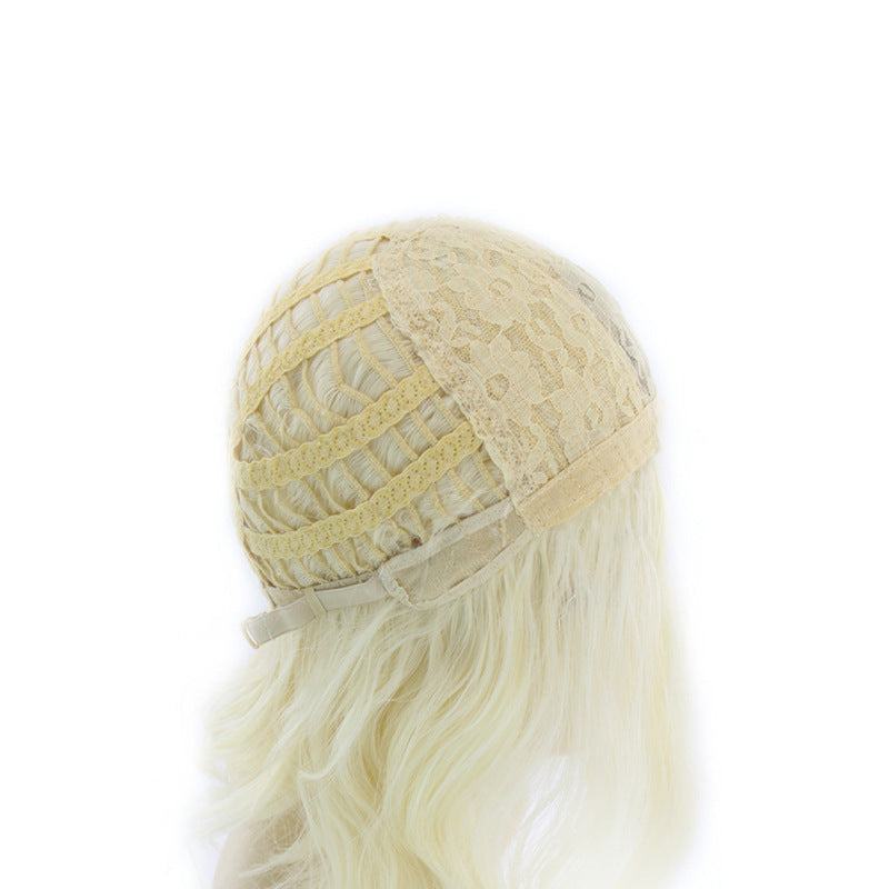 Wig - Medium Long Hair with Platinum Highlights - Brown Gradient Dyed Chemical Fiber Hair - Concordia Style Boutique