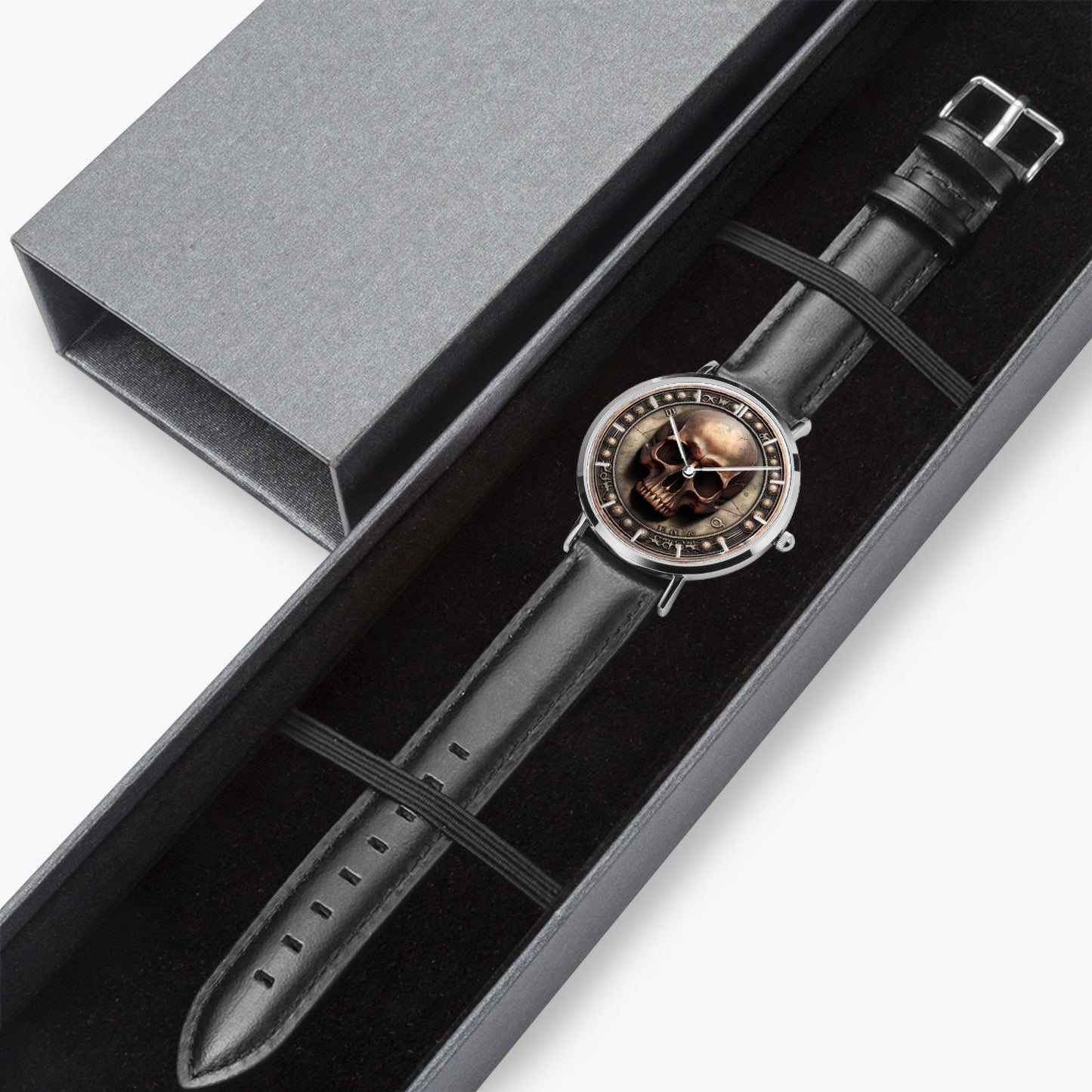 Ultra-Thin Leather Strap Quartz Watch -"Memento Mori" - Unisex - Premium Leather Strap Watches from Concordia Style Boutique - Just $44.25! Shop now at Concordia Style Boutique
