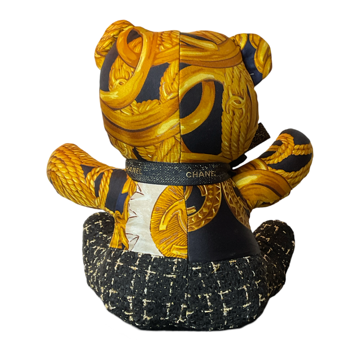 CC Logo Vintage Silk Scarf Patchwork Teddy Bear