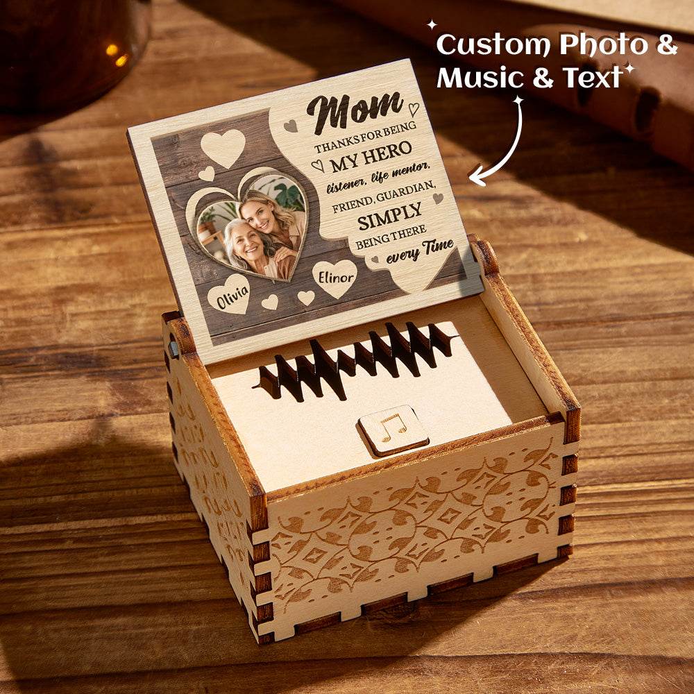 Personalized Wooden Photo Music Box Custom Heart Music Box Gift - Concordia Style Boutique
