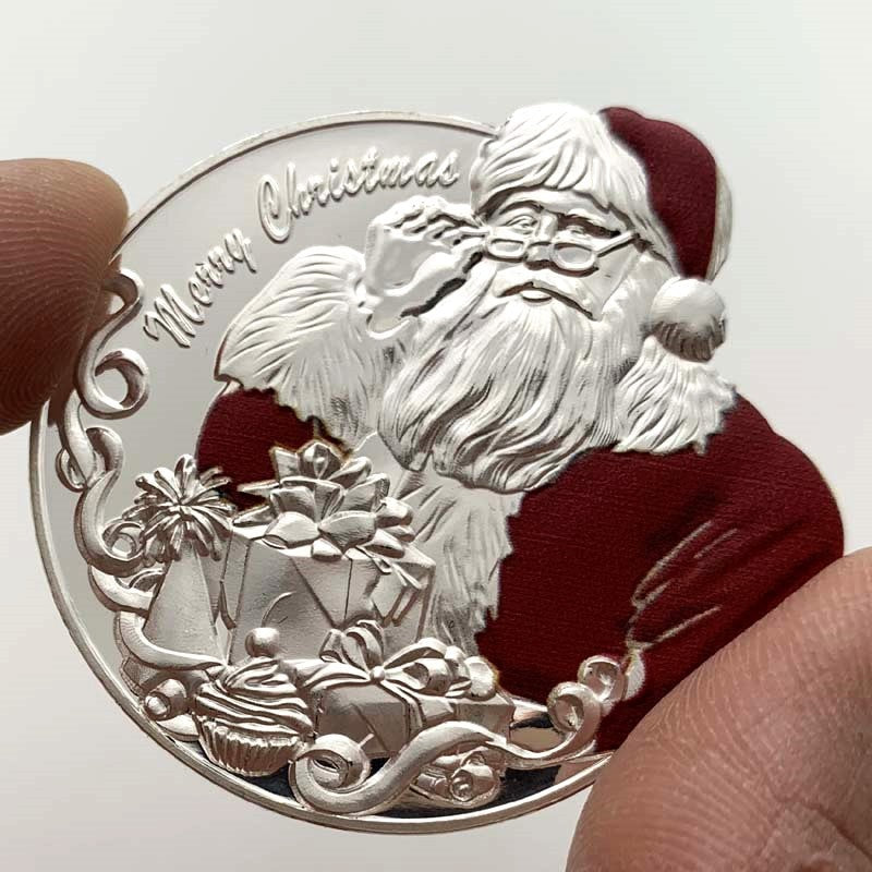 Silver Plated Commemorative Coin Badge Of Santa Claus - Concordia Style Boutique