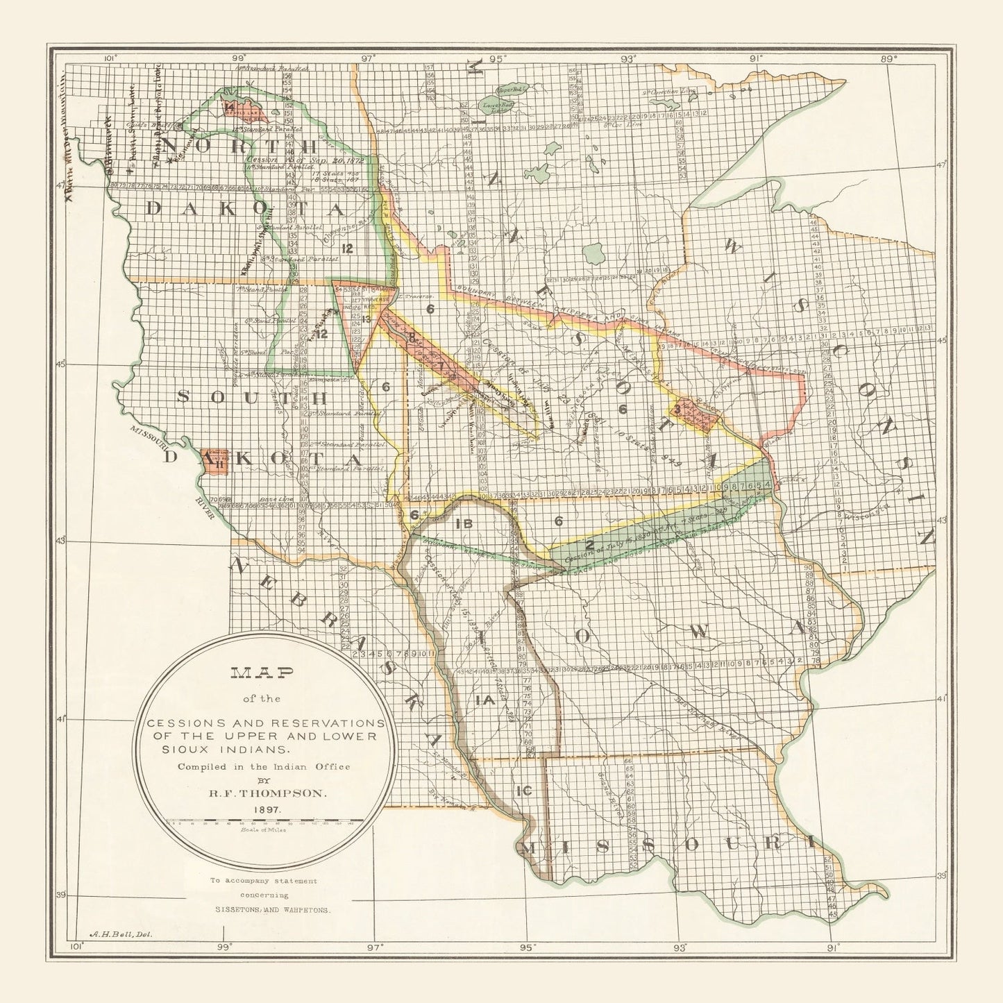 Vintage Native American Reservations Map 1897