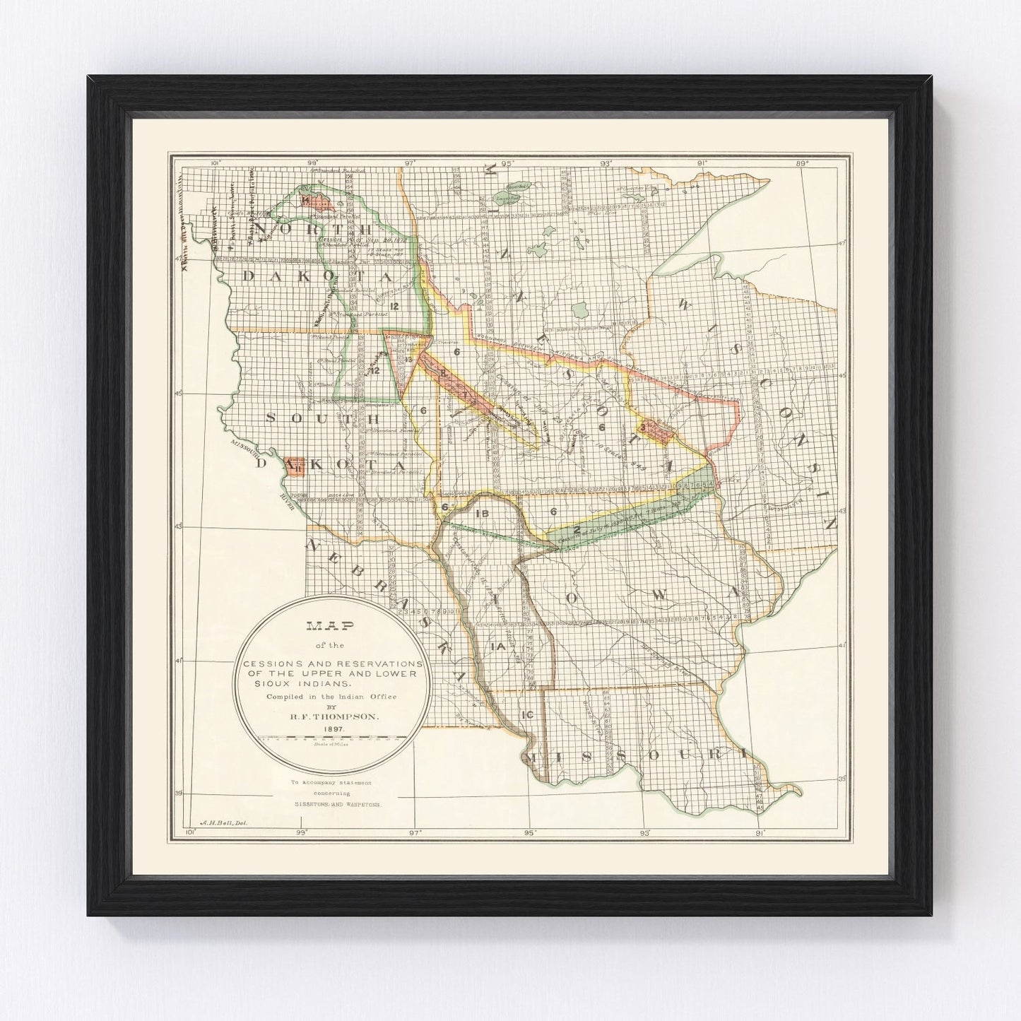 Vintage Native American Reservations Map 1897