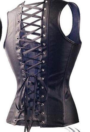Black Steampunk Faux Leather Overbust Corset - Concordia Style Boutique