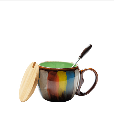 Creative ceramic cup milk cup water cup coffee cup breakfast cup couple cup to cup mug with lid spoon - Premium mug from erDouckan - Just $45.08! Shop now at Concordia Style Boutique