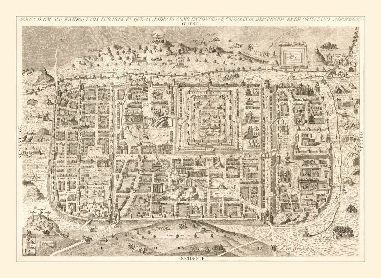 Vintage Map of Jerusalem, Israel 1800 - Concordia Style Boutique