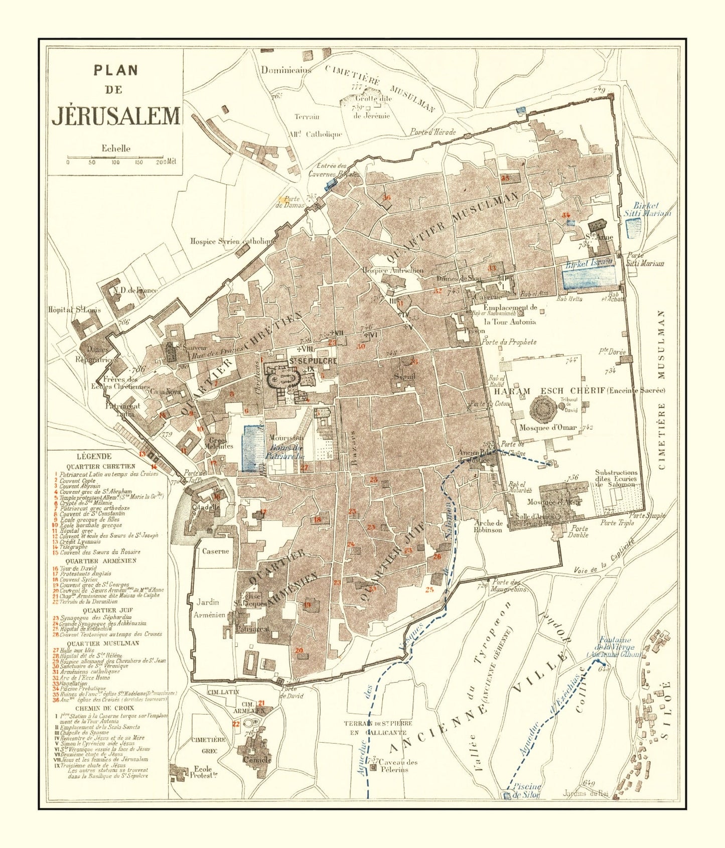 Vintage Map of Jerusalem, Israel 1900 - Concordia Style Boutique