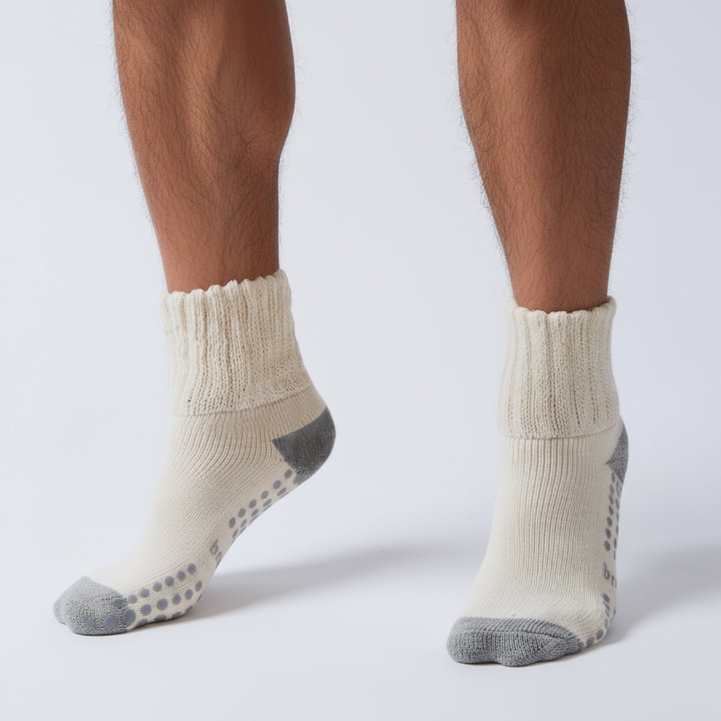 12-Pack Men's Work From Home Crew Socks with Relaxed Cuff and Non-Slip Grip