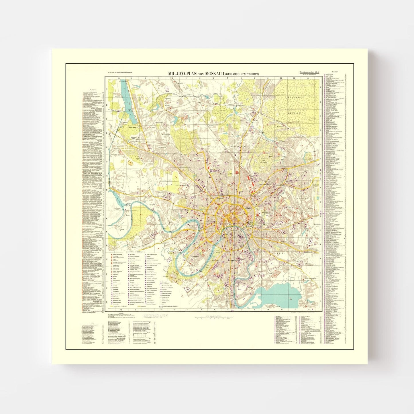 Vintage Moscow World War II Map 1941