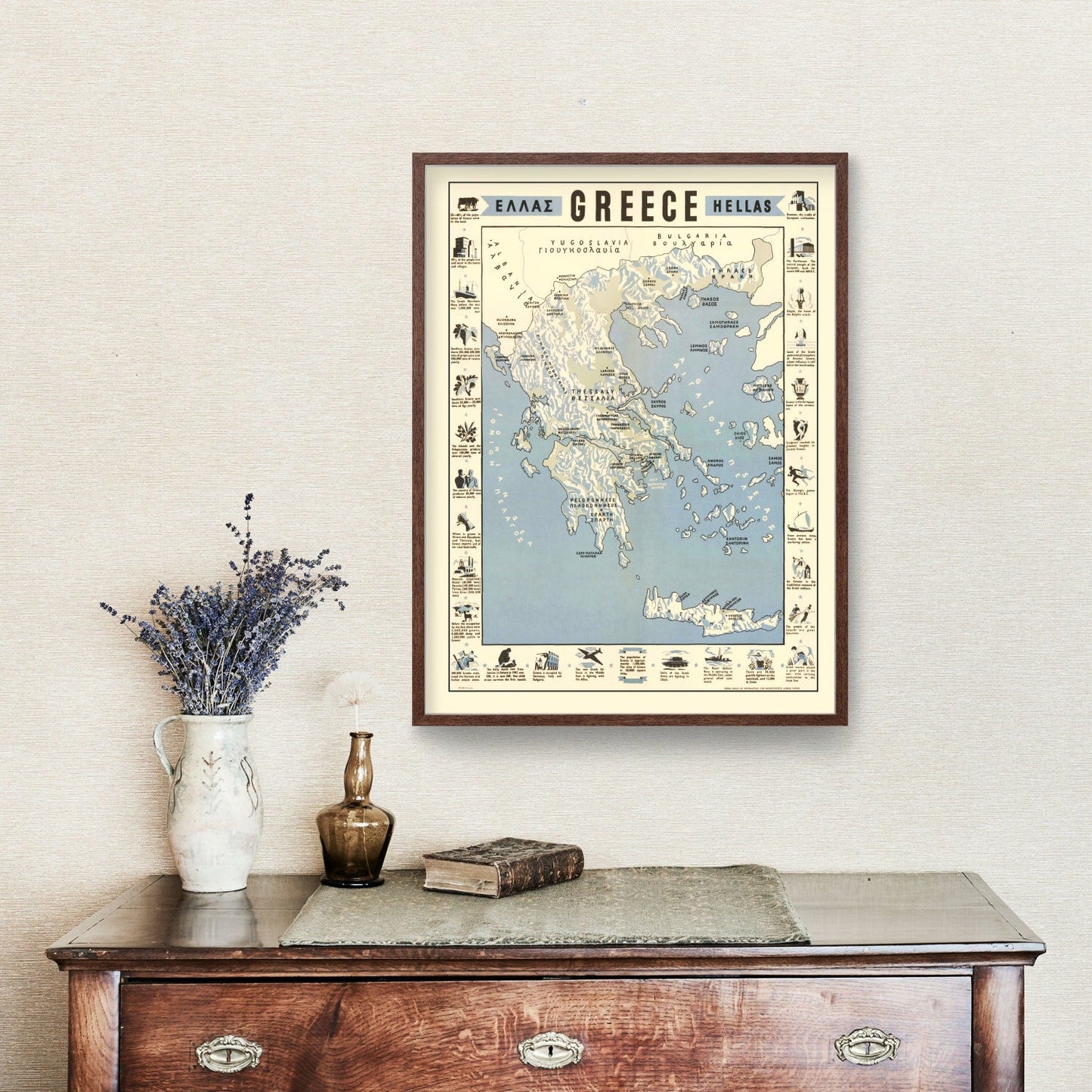 Vintage Greece World War II Map 1942