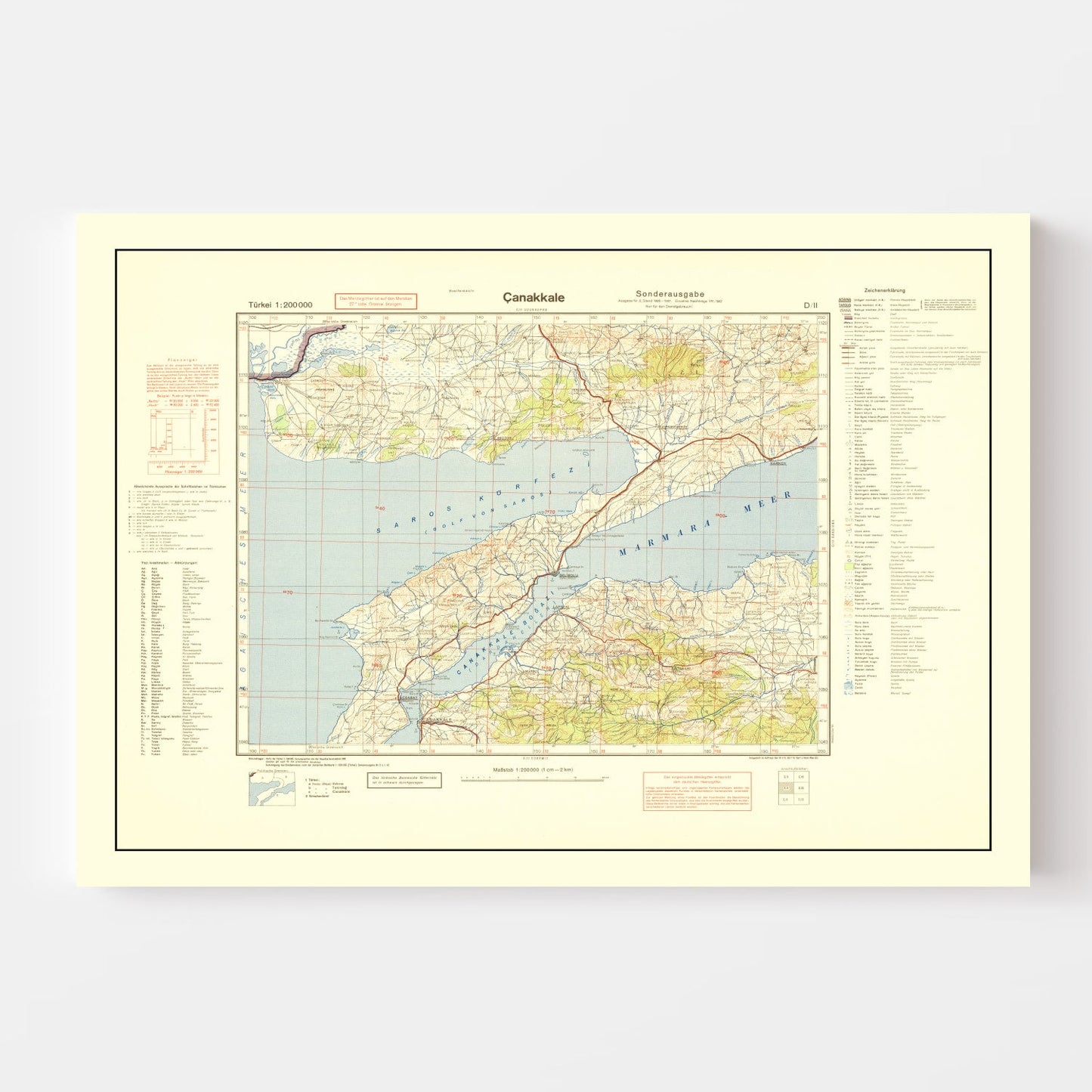 Vintage Turkey World War II Map 1942