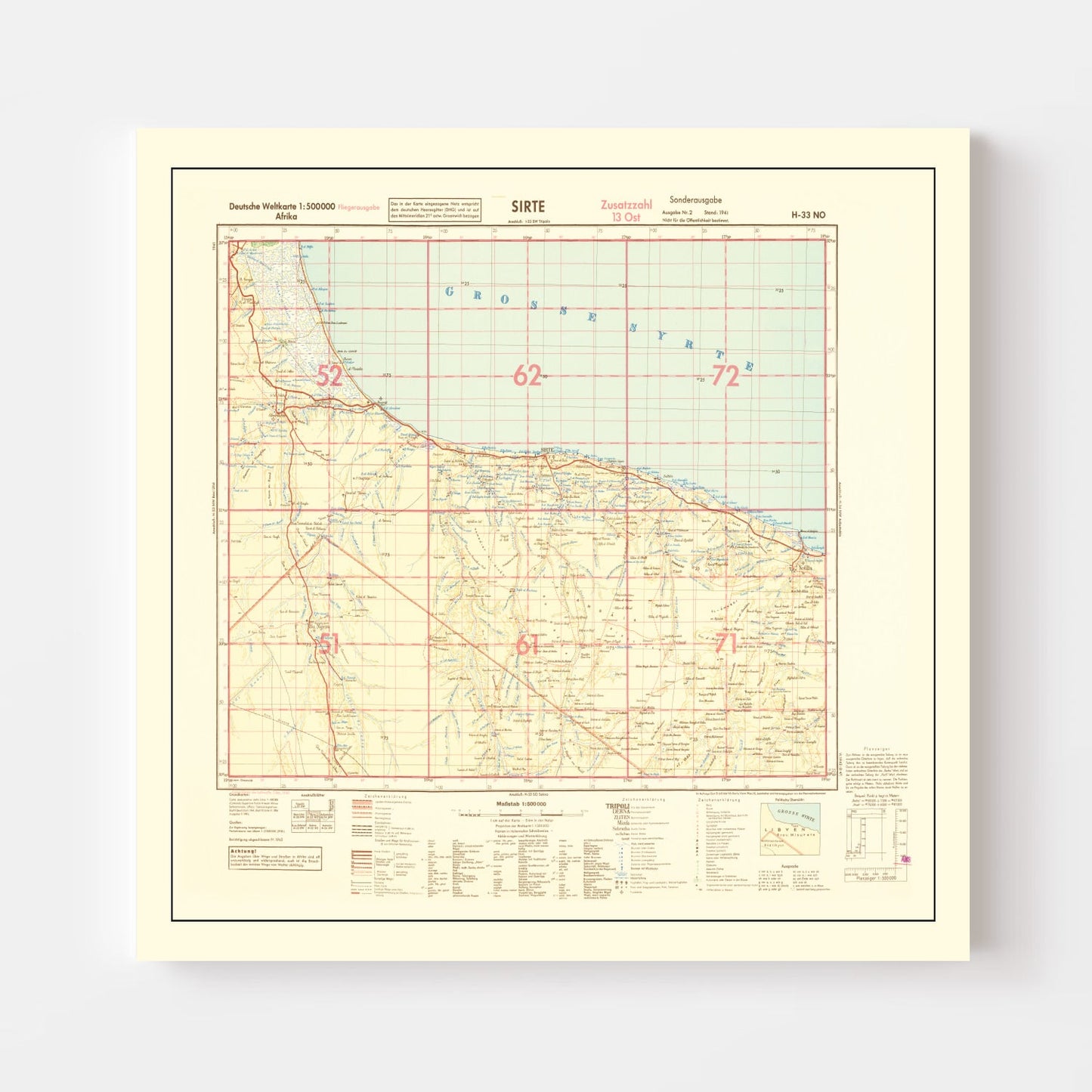 Vintage North Africa World War II Map 1942