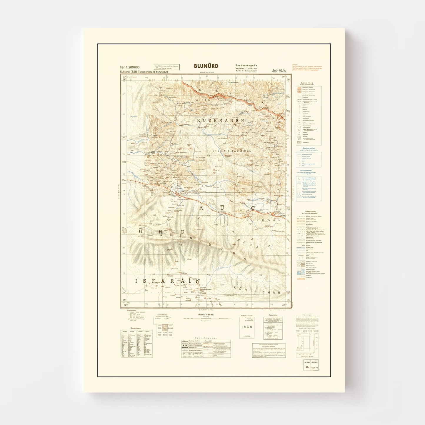Vintage Iran World War II Map 1942