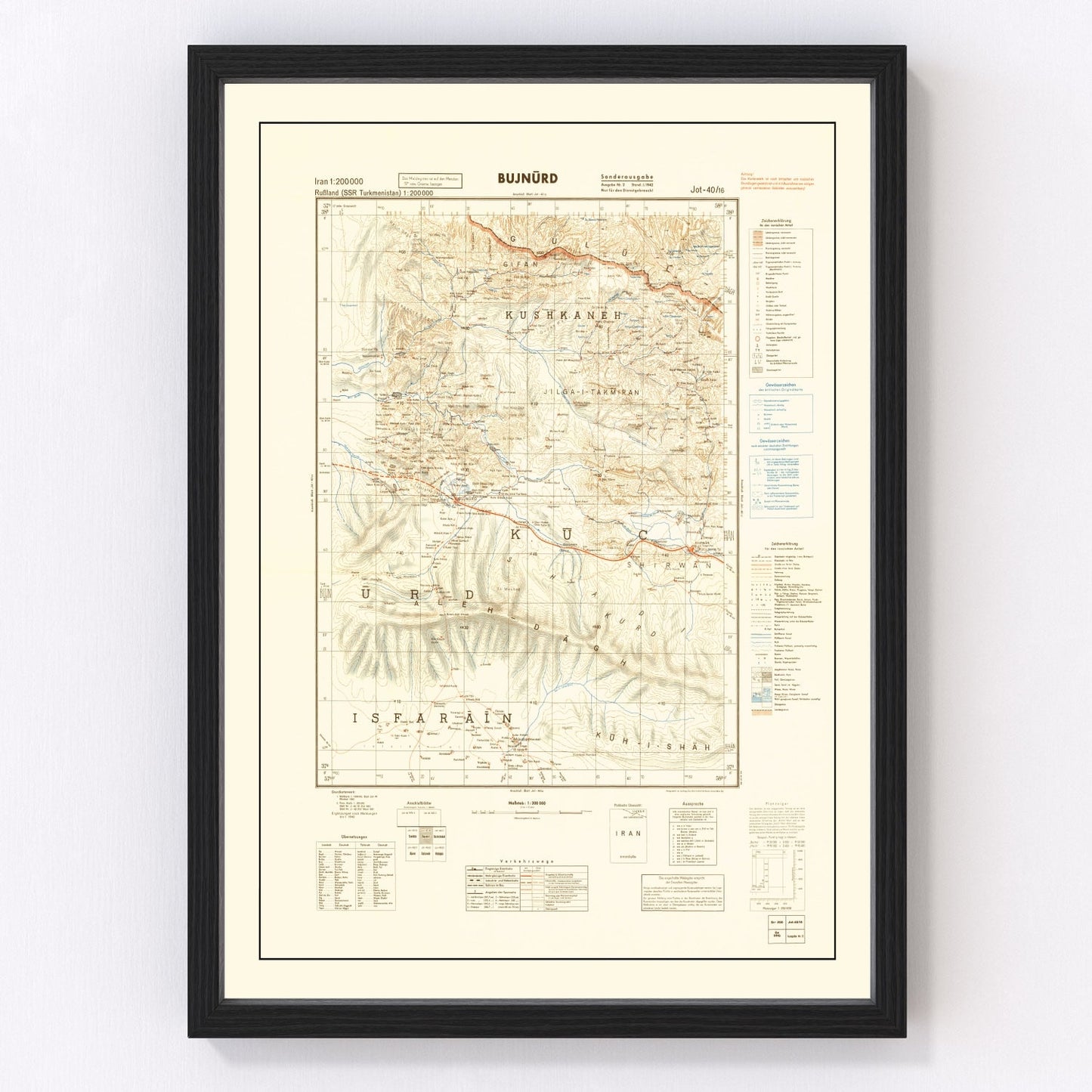 Vintage Iran World War II Map 1942