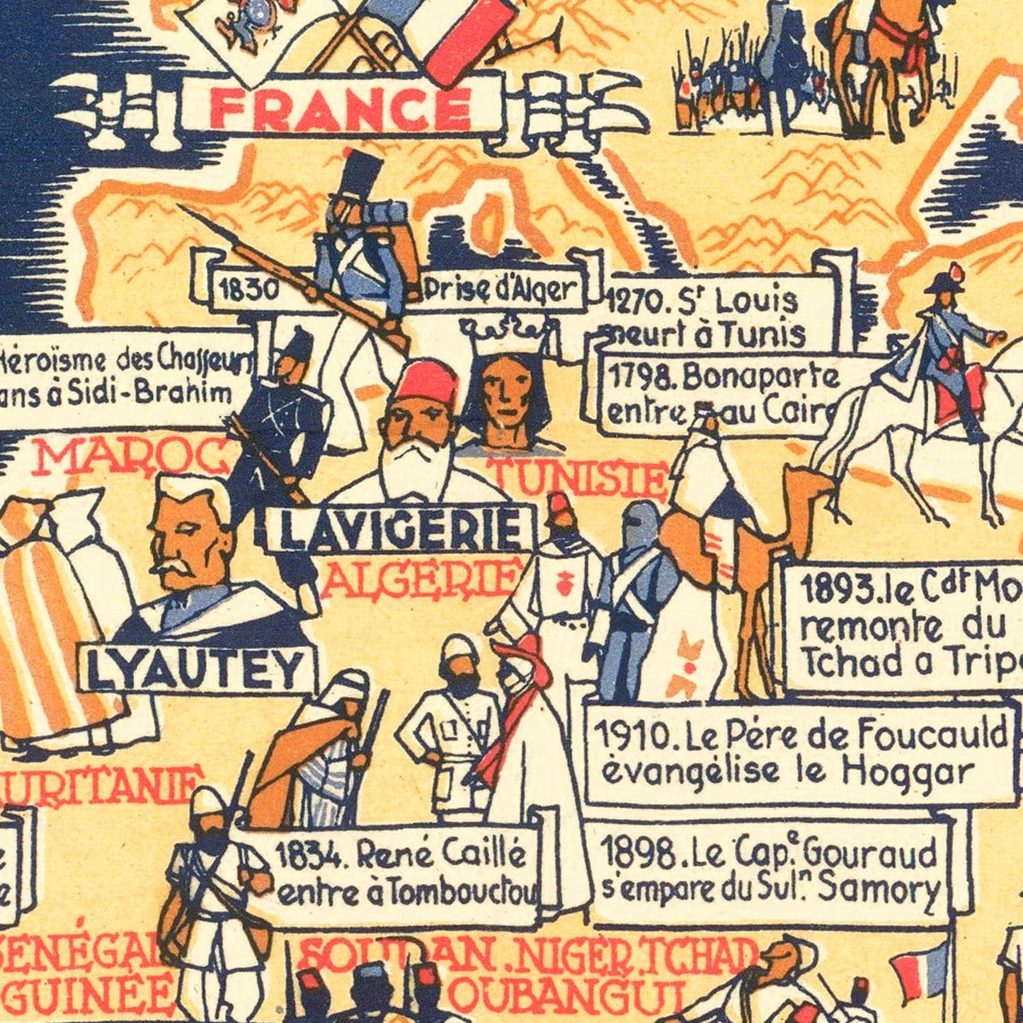 Vintage World War II French Propaganda World Map 1942