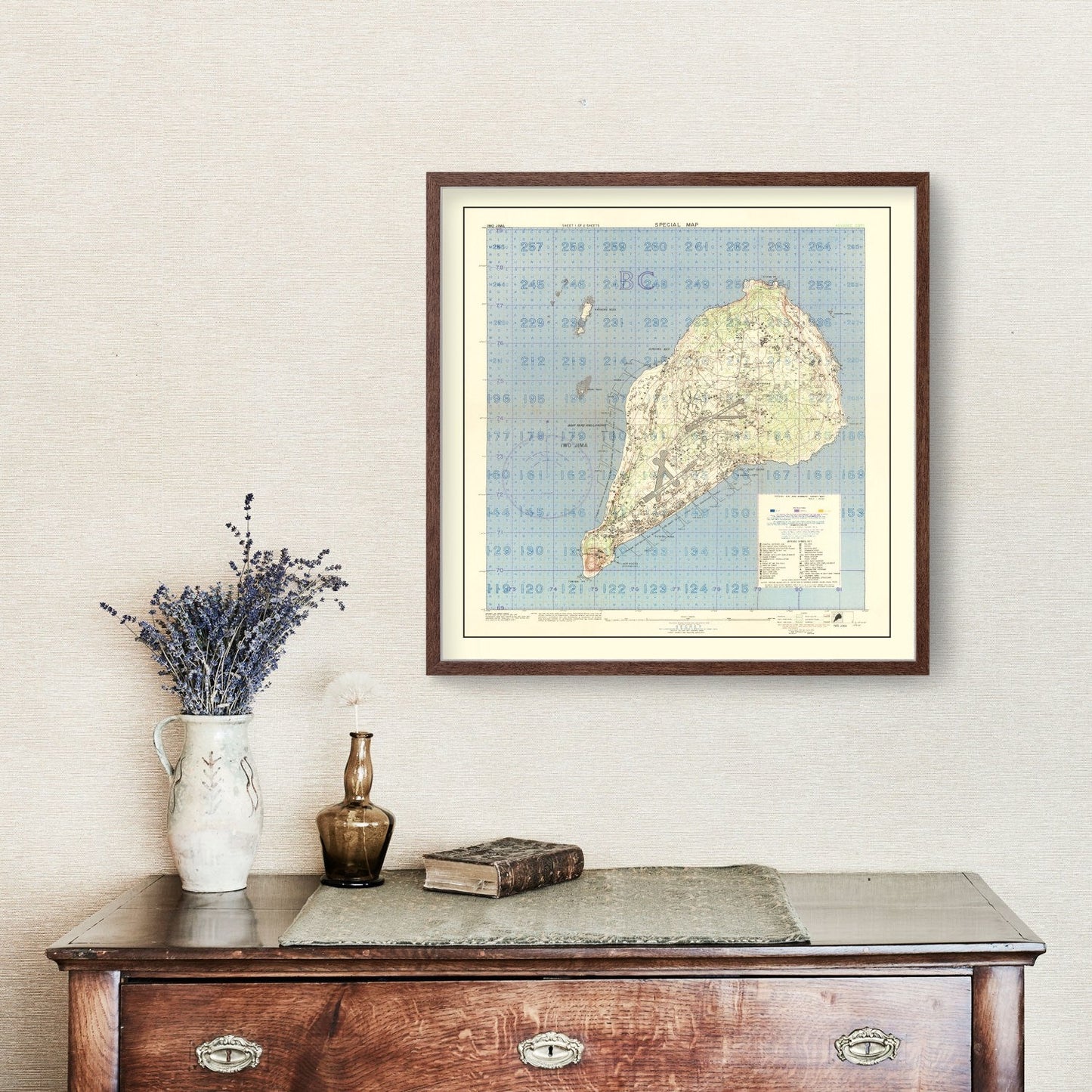 Vintage Iwo Jima World War II Map 1944