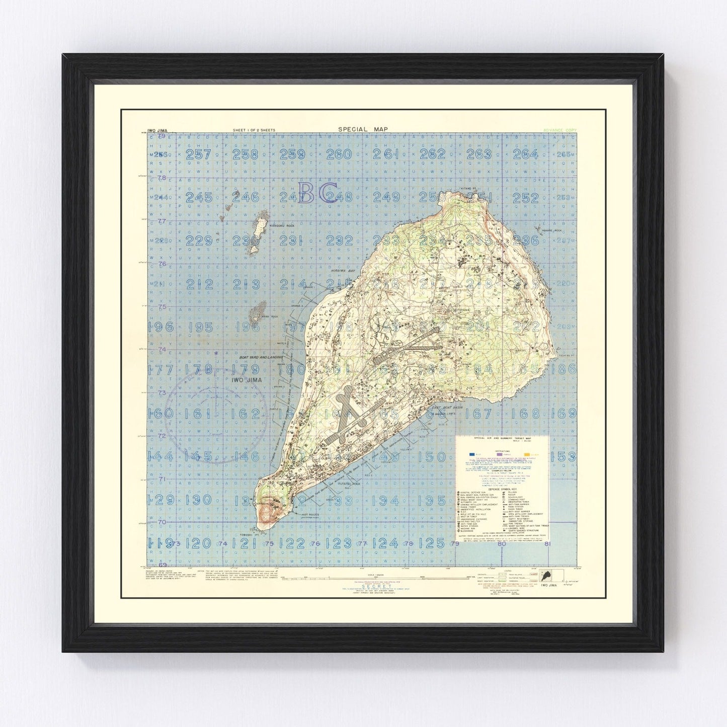 Vintage Iwo Jima World War II Map 1944