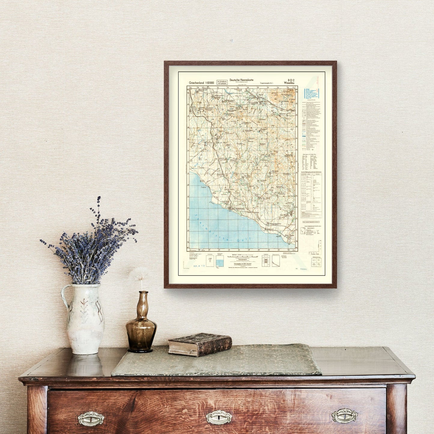 Vintage Crete World War II Map 1944