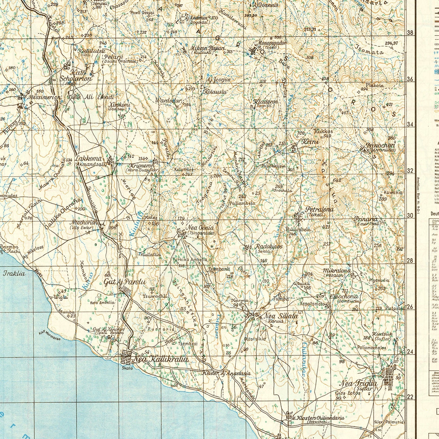 Vintage Crete World War II Map 1944