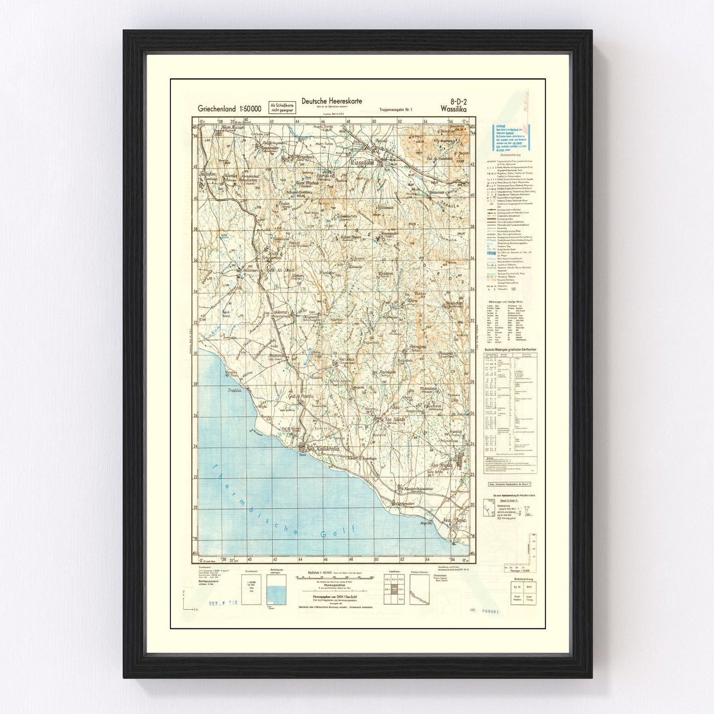 Vintage Crete World War II Map 1944