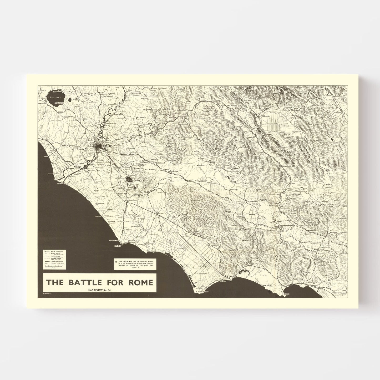 Vintage Italian Campaign World War II Map 1944