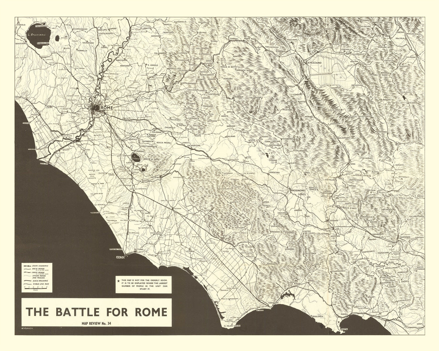 Vintage Italian Campaign World War II Map 1944