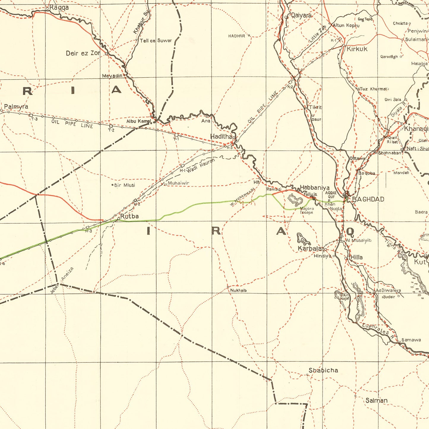 Vintage Baghdad World War II Map 1944