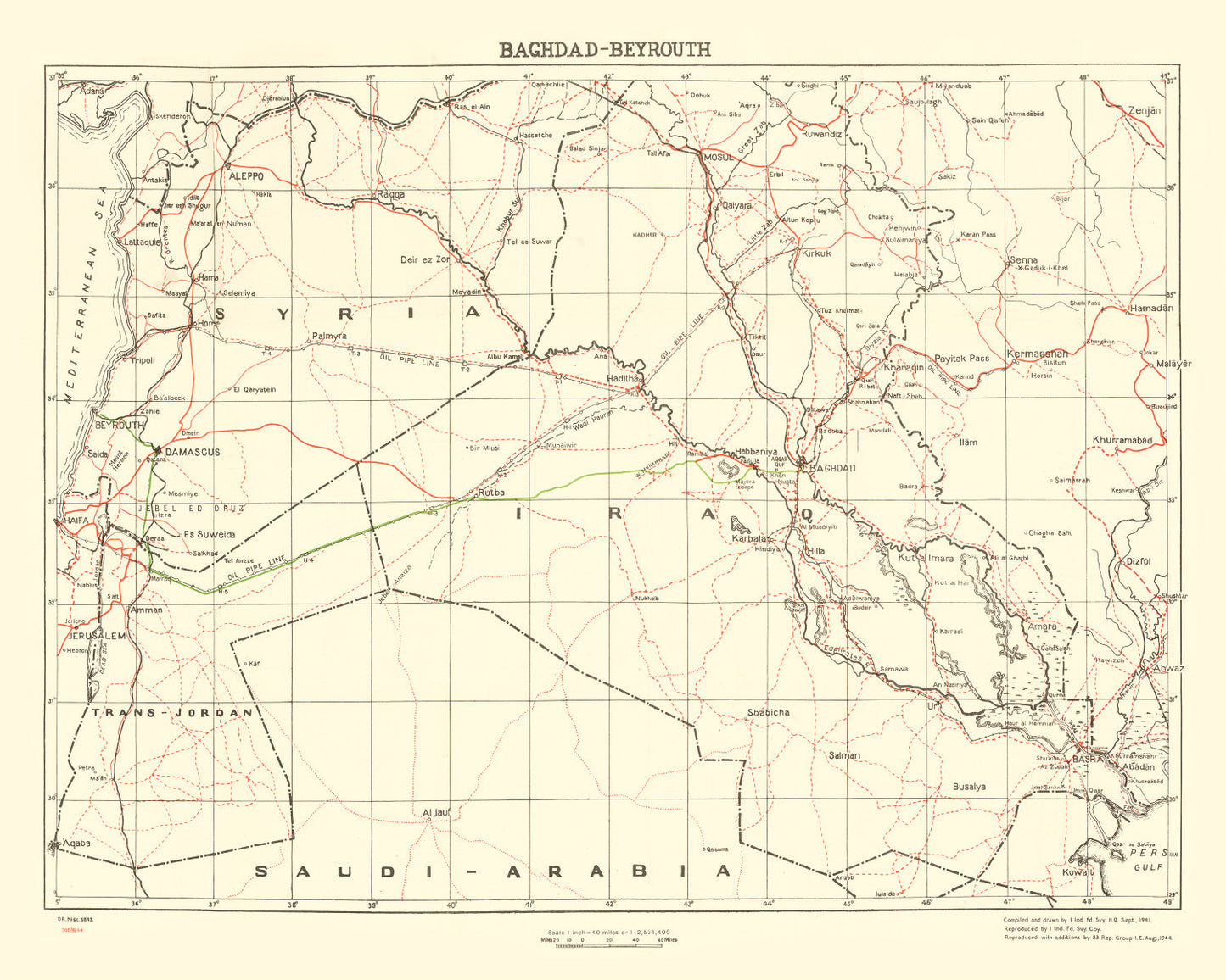 Vintage Baghdad World War II Map 1944