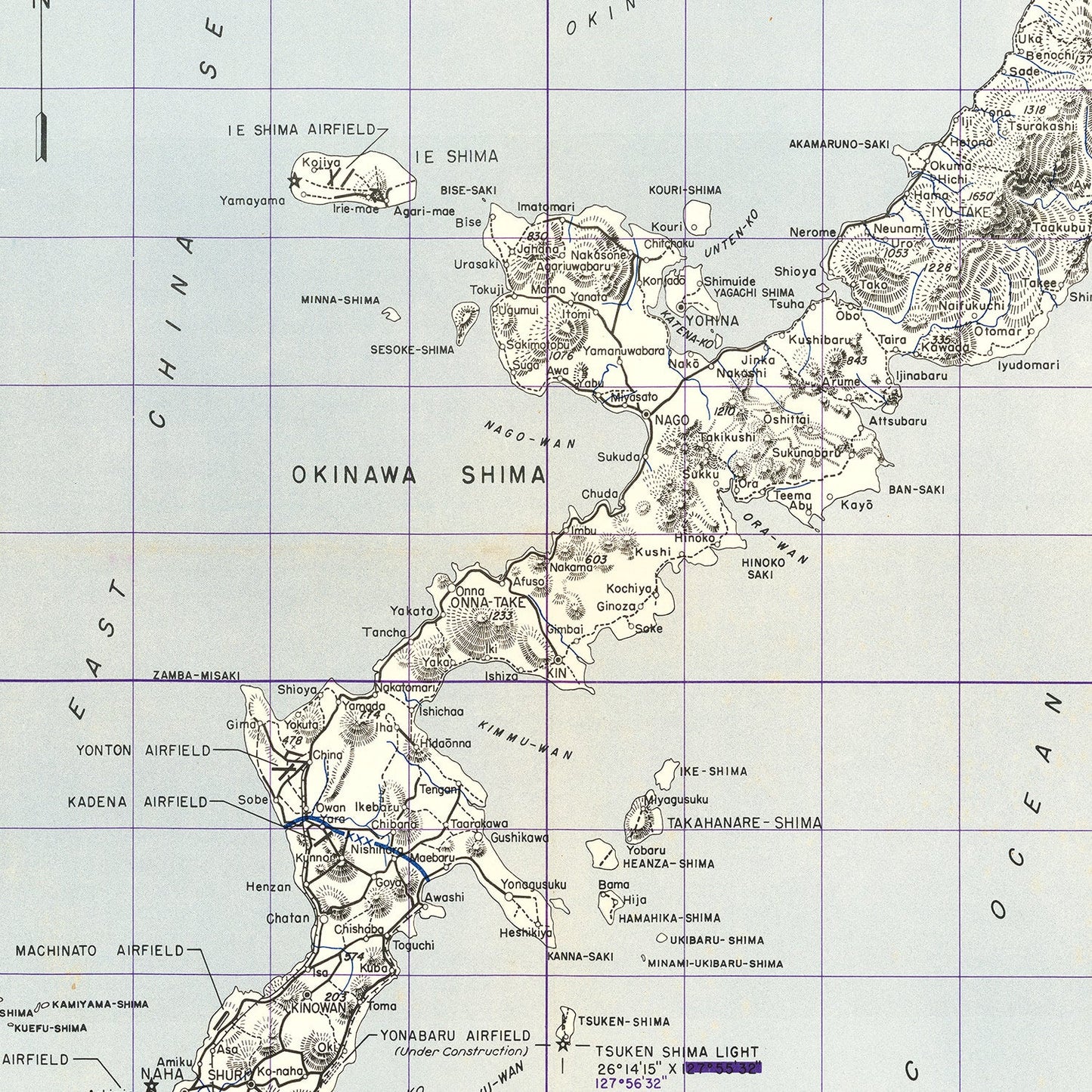 Vintage Okinawa World War II Map 1945