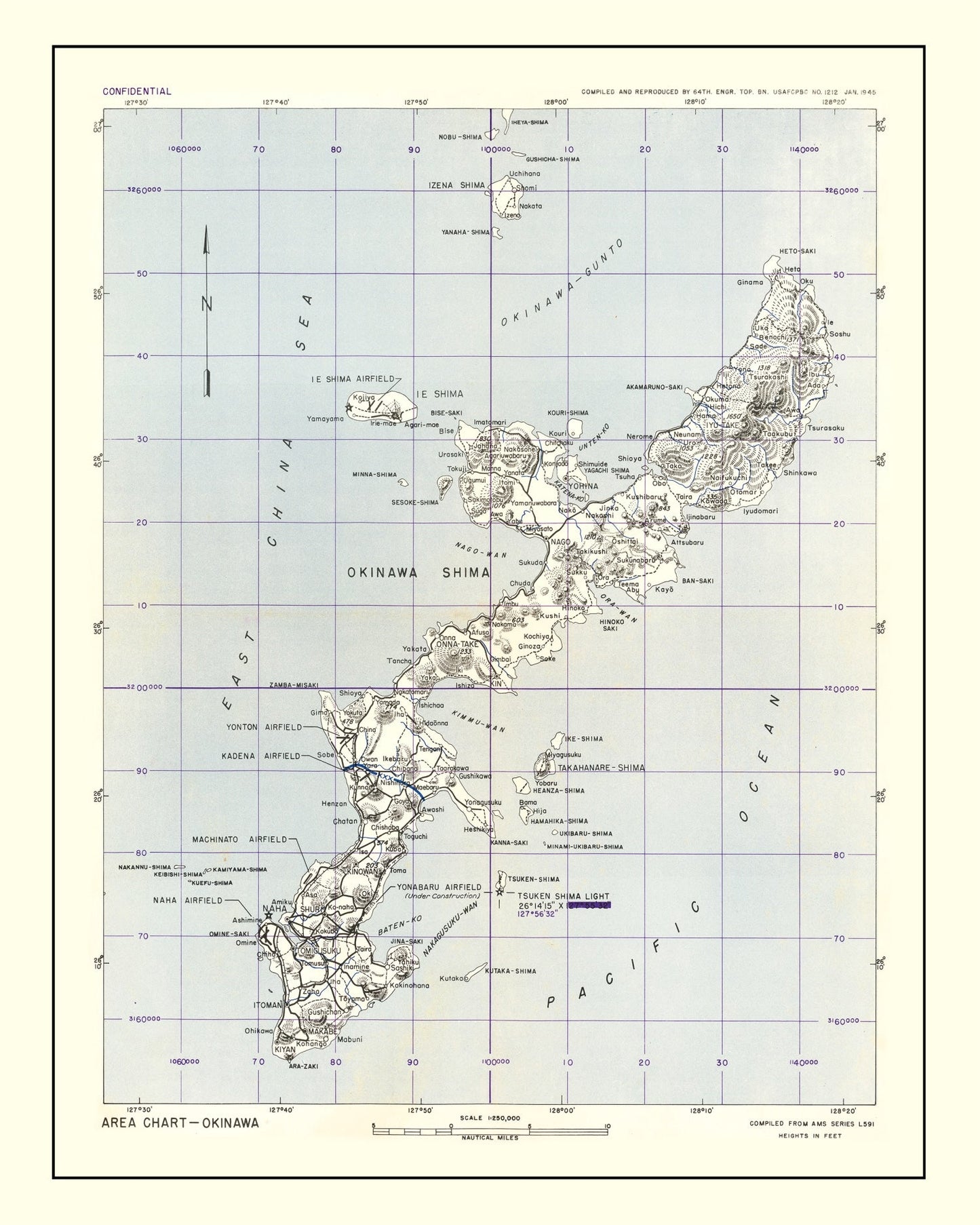 Vintage Okinawa World War II Map 1945