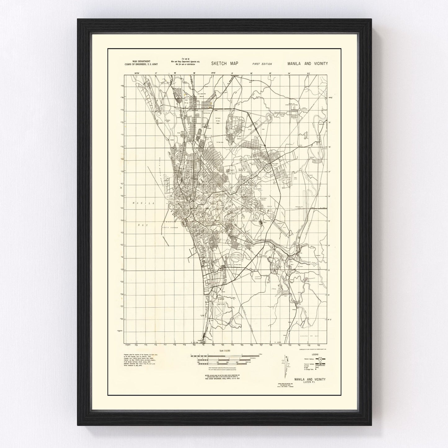 Vintage Manila Philippines World War II Map 1945
