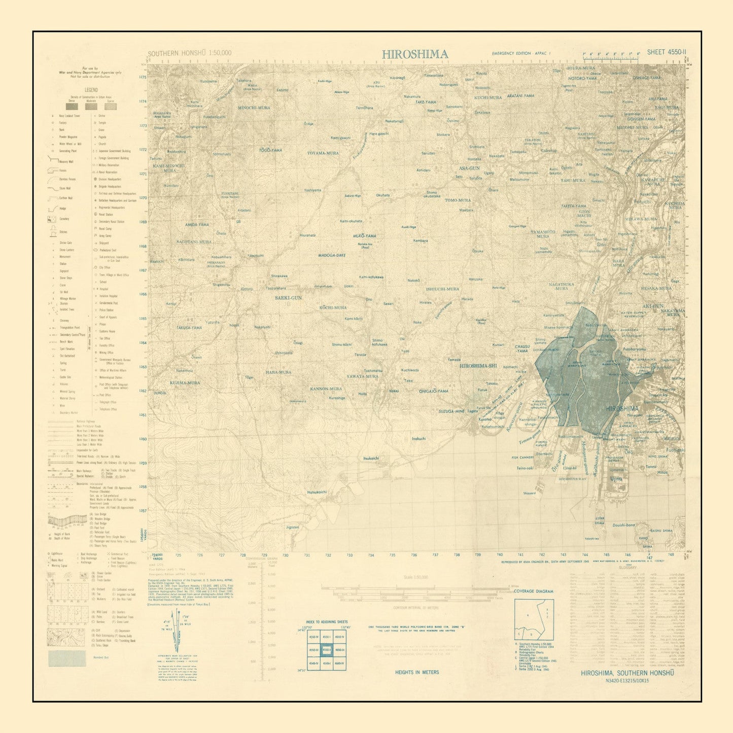Vintage Hiroshima Bombing Map 1945 - Concordia Style Boutique