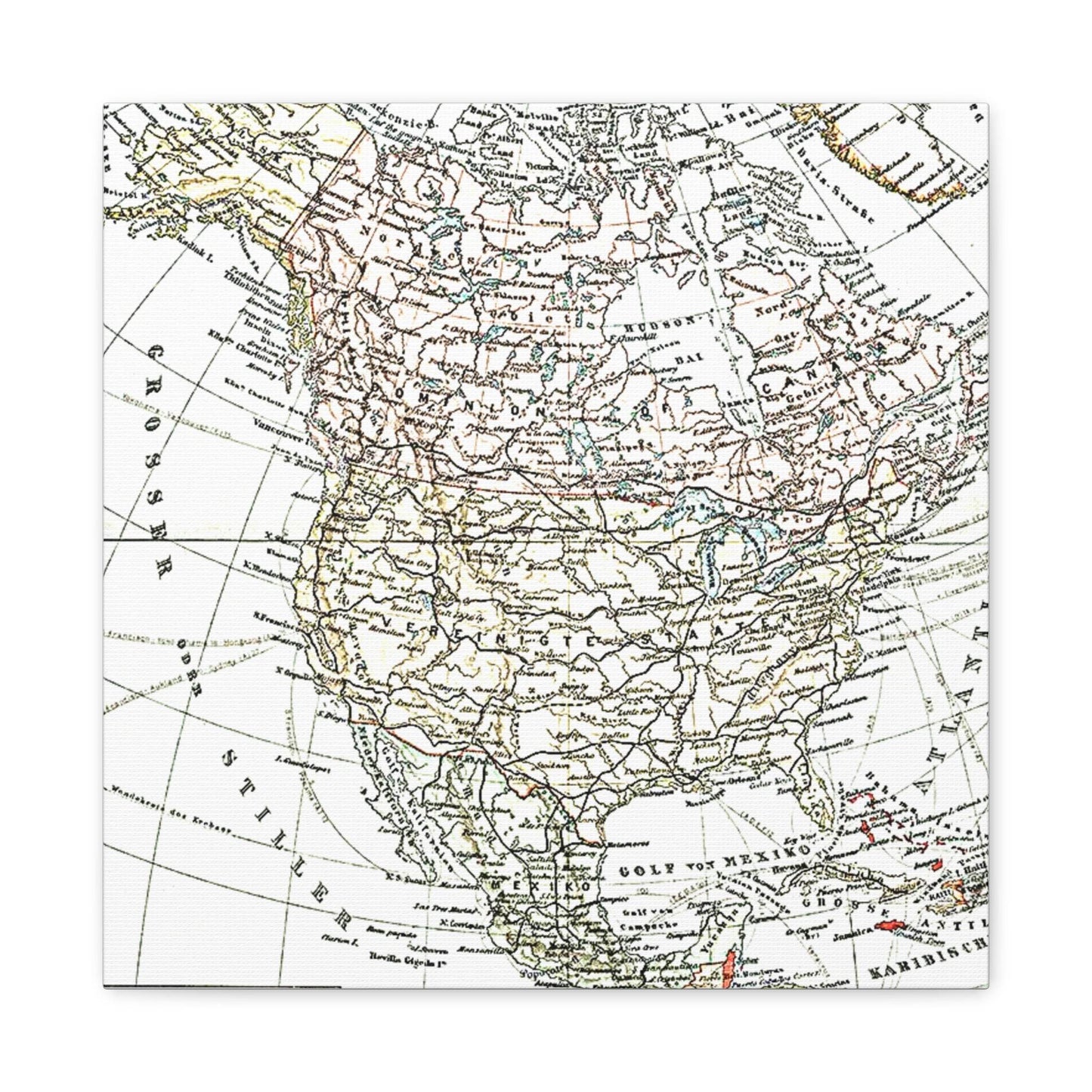 Vintage Map Canvas Print - Classic North America Wall Art - Concordia Style Boutique
