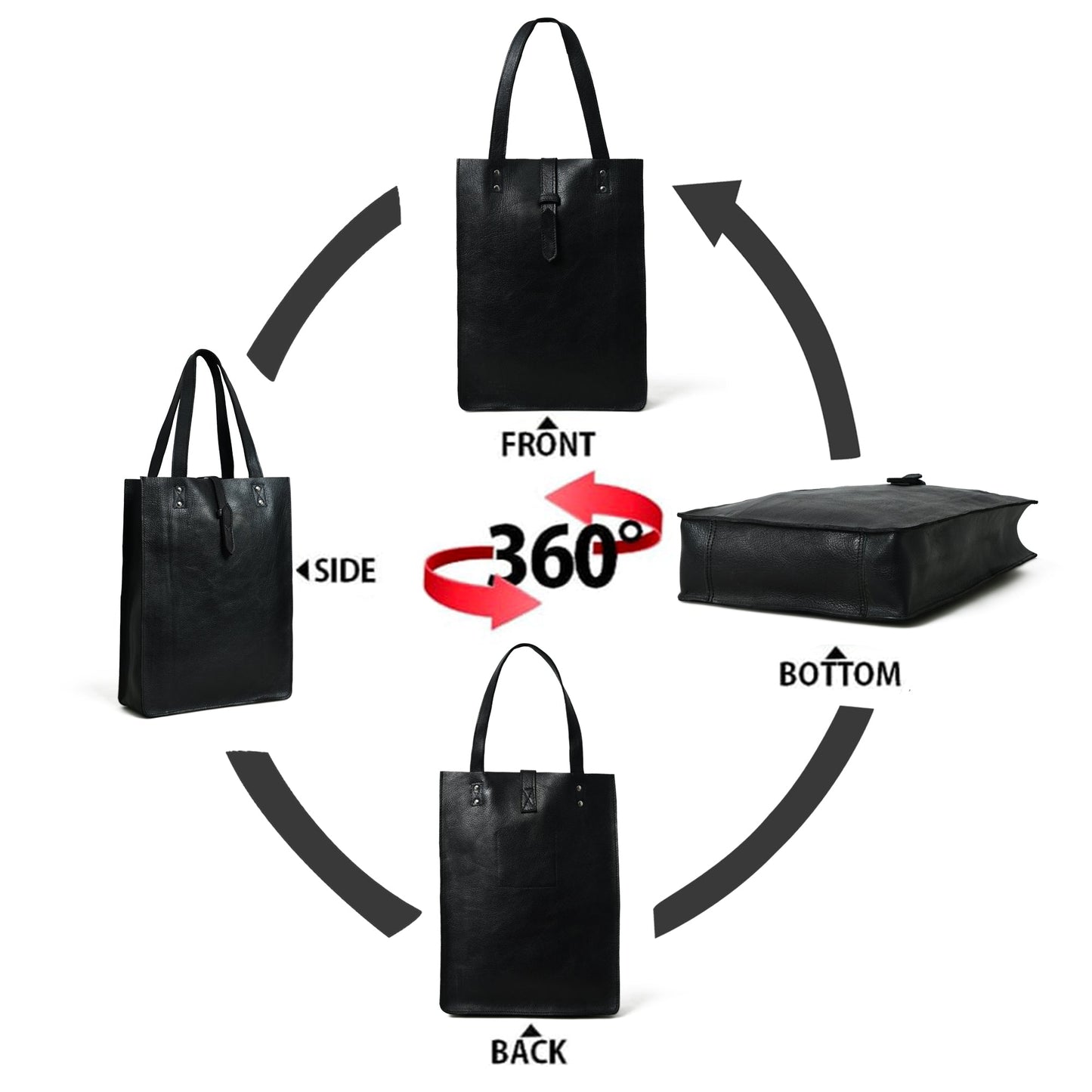 Ebony Elegance Leather Tote - Concordia Style Boutique