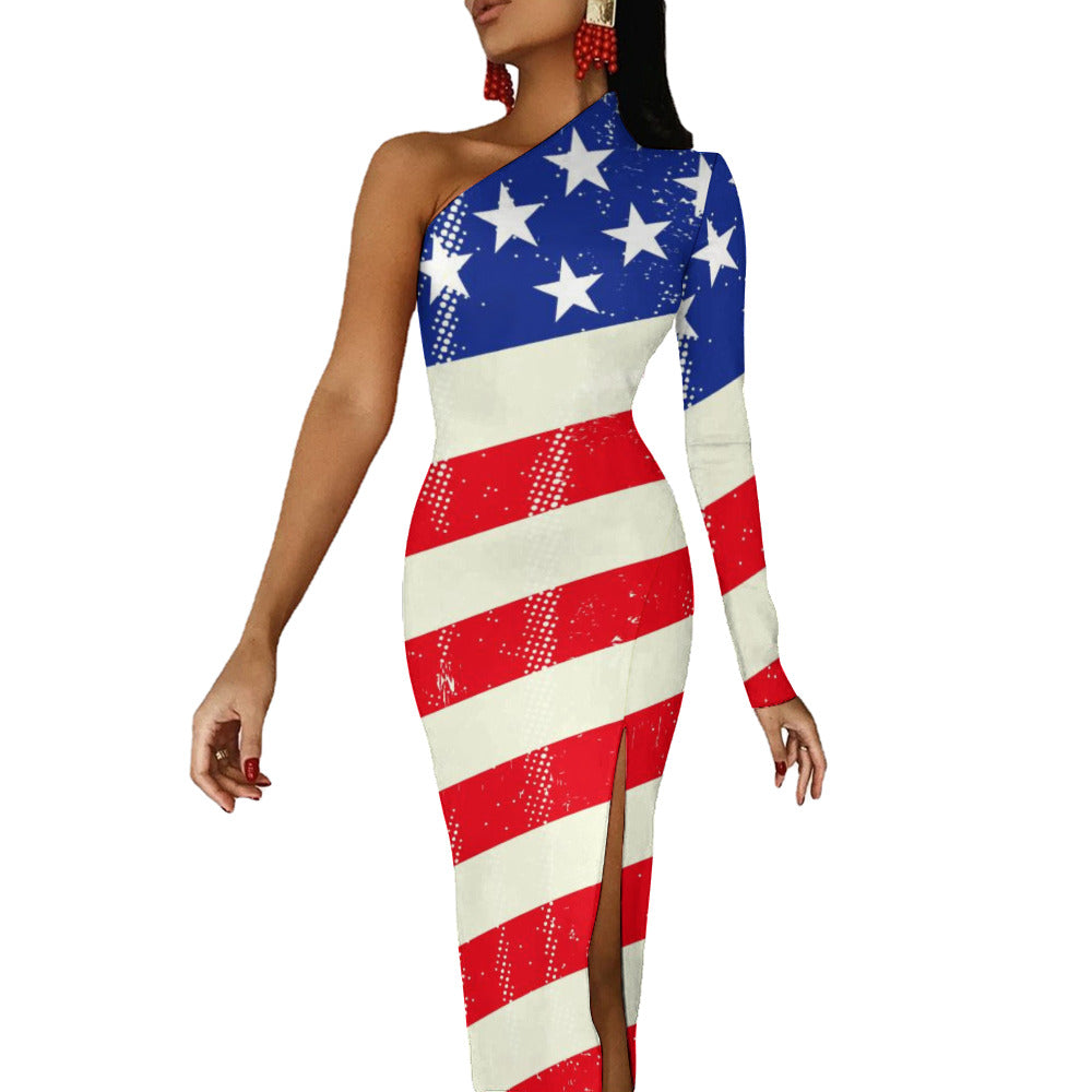Half Sleeve Slit Dress - "USA" - Premium Half Sleeve Slit Dress from Concordia Style Boutique - Just $43.13! Shop now at Concordia Style Boutique