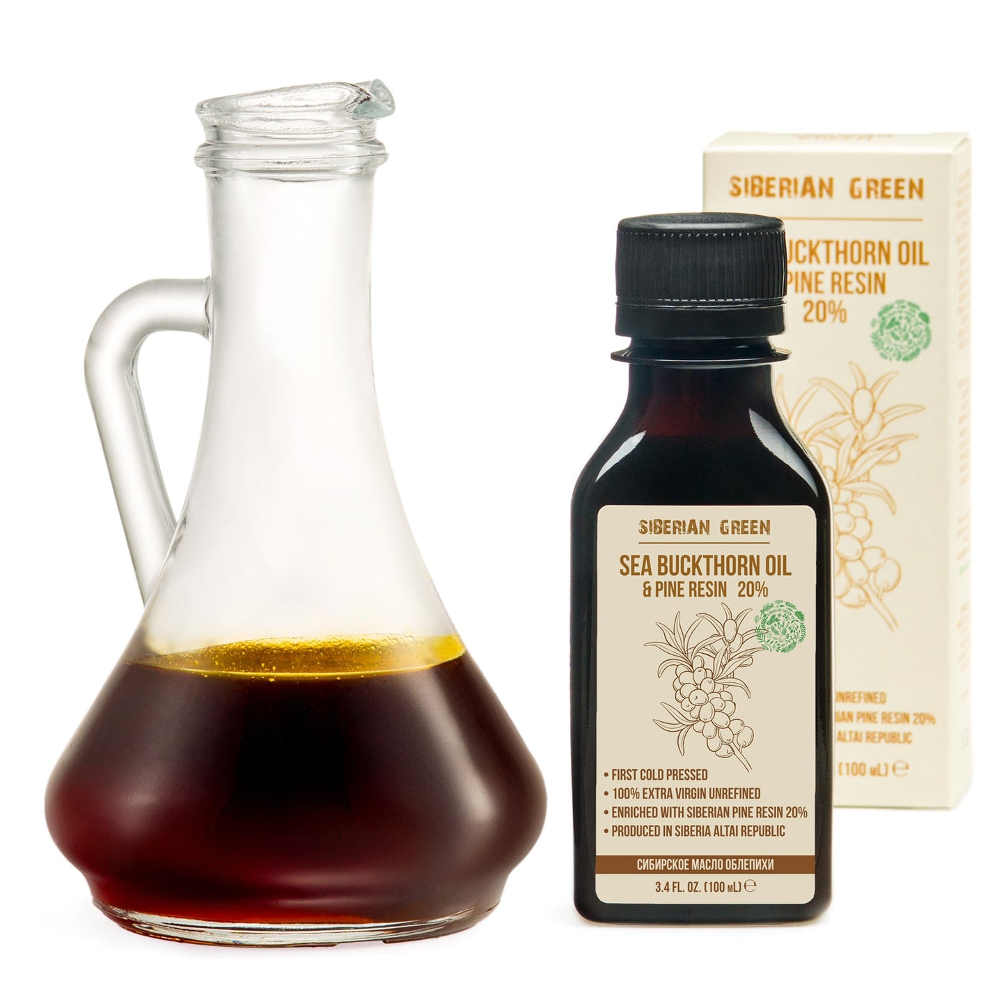 Siberian Sea Buckthorn Oil with Pure Cedar Resin - 100ml - Concordia Style Boutique
