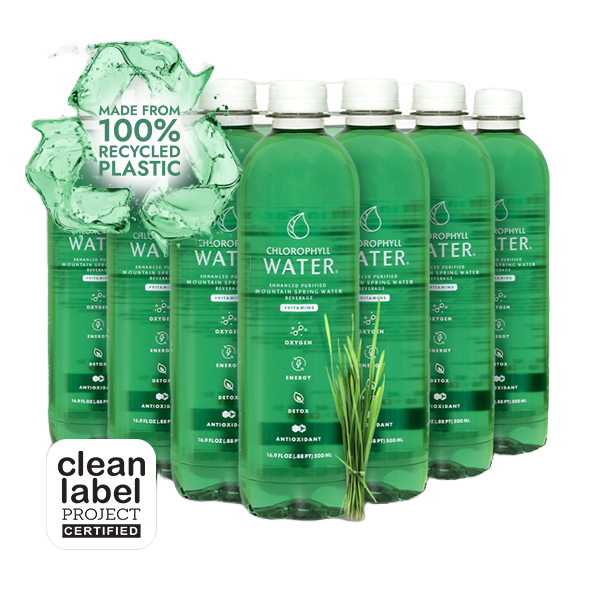 Chlorophyll Water - Purified Mountain Spring Water with Essential Vitamins (Case of 12)