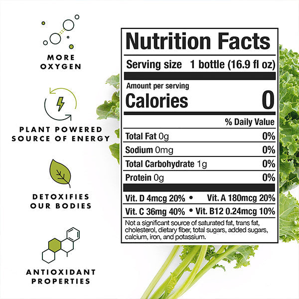 Chlorophyll Water - Purified Mountain Spring Water with Essential Vitamins (Case of 12)