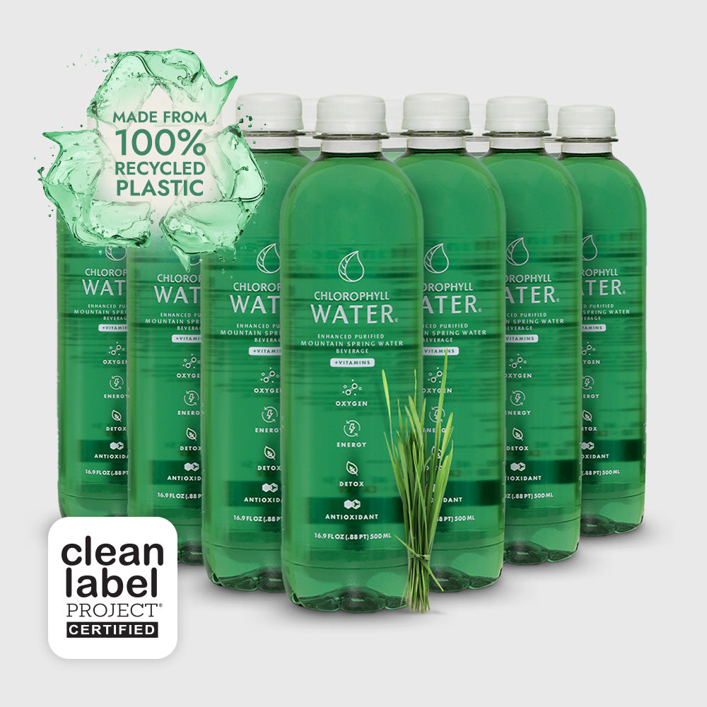 Chlorophyll Water - Purified Mountain Spring Water with Essential Vitamins (Case of 12)