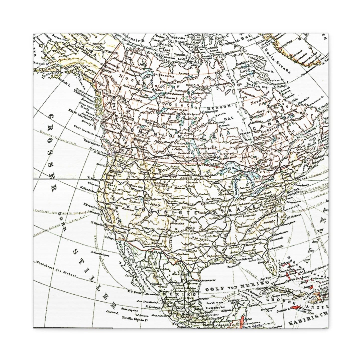 Vintage Map Canvas Print - Classic North America Wall Art - Concordia Style Boutique