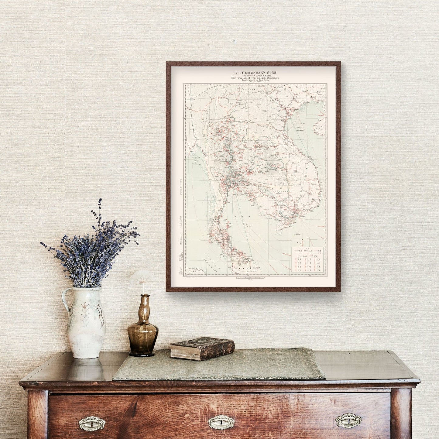 Vintage Map of Thailand During World War II 1941