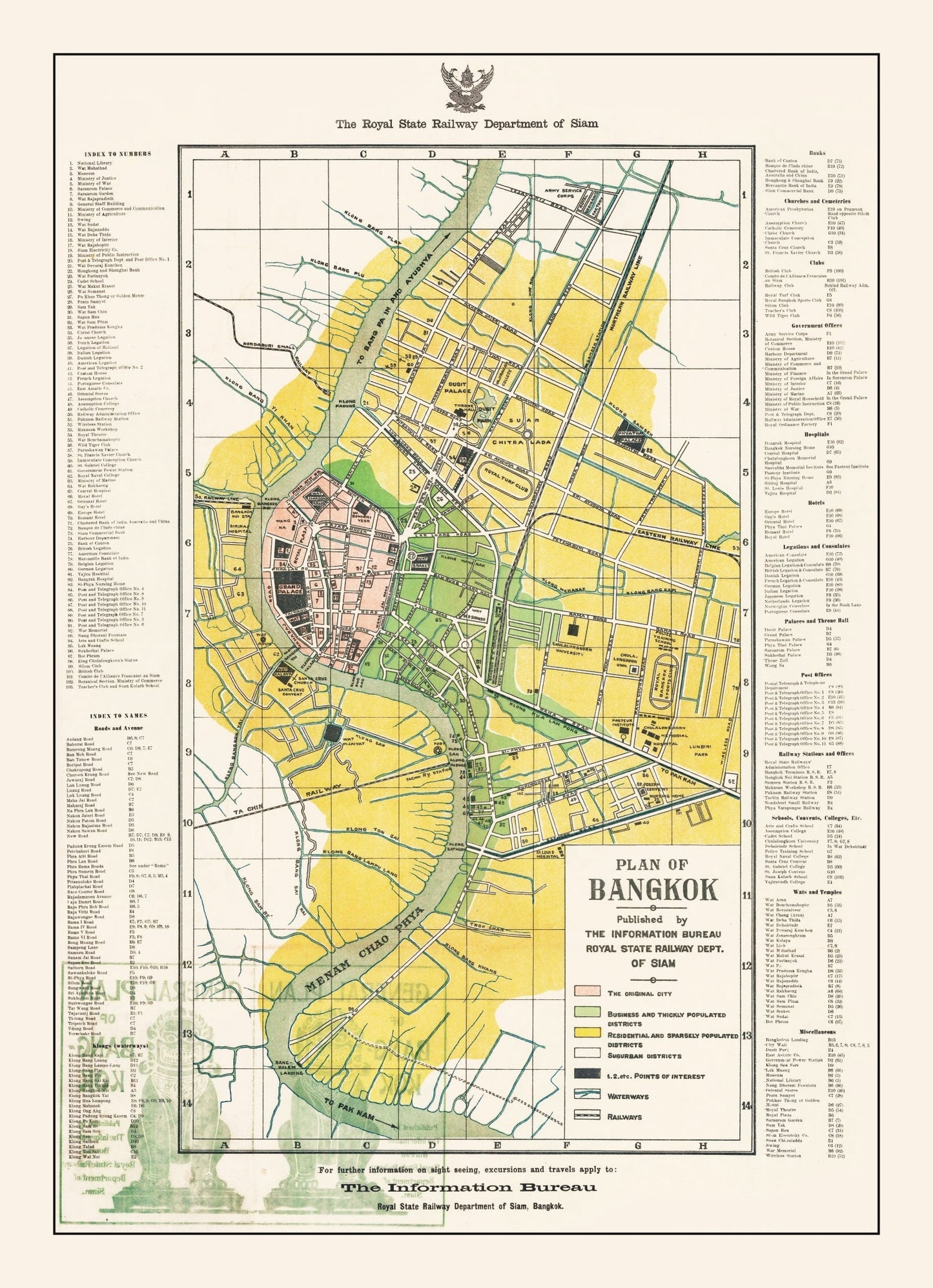 Vintage Map of Bangkok, Thailand 1928 - Concordia Style Boutique