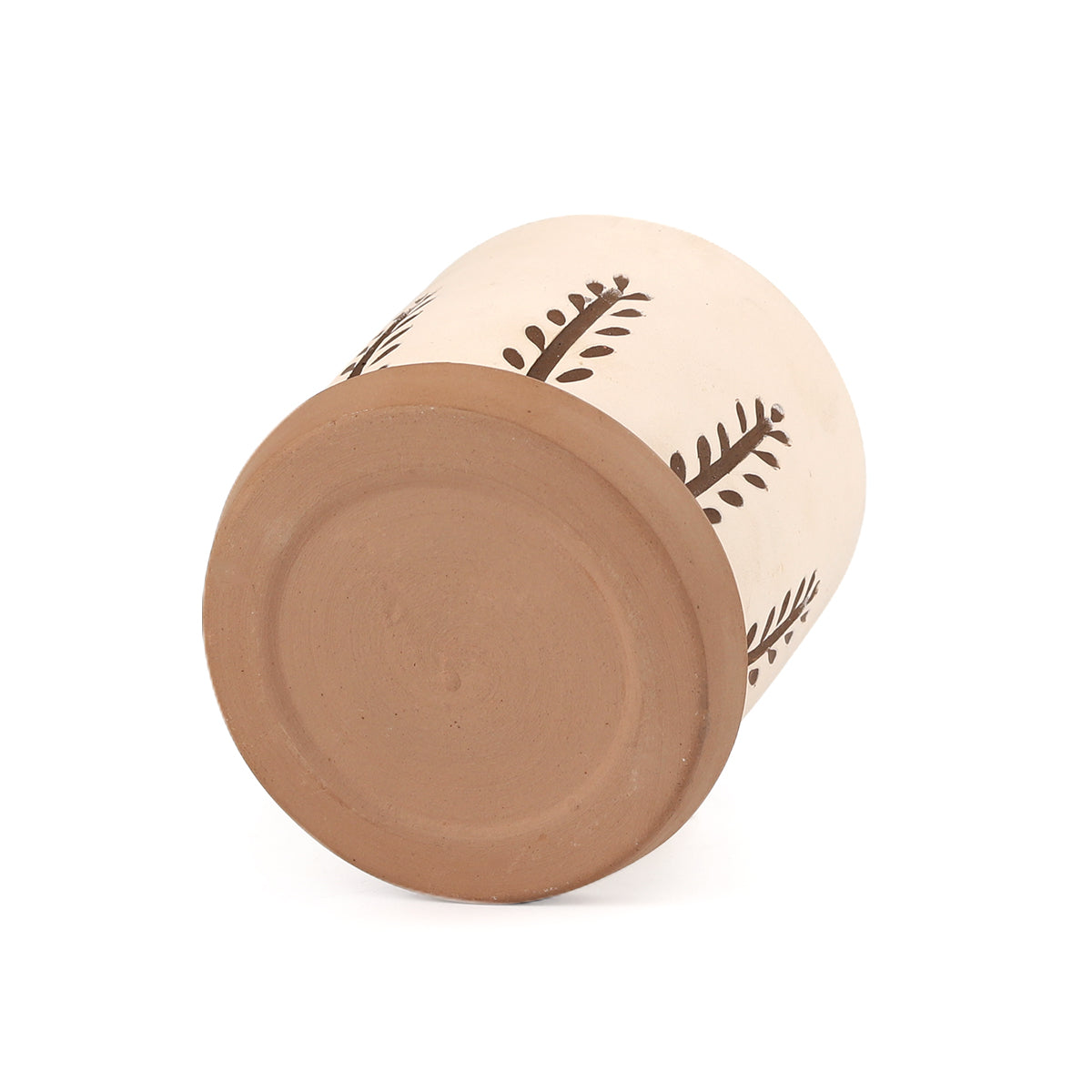 Clay White Vertical Leaf Pattern Pot