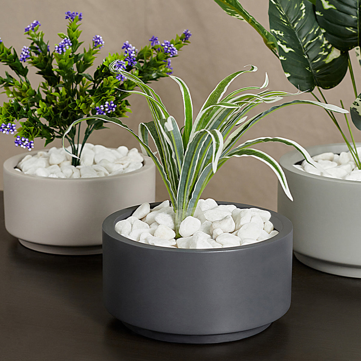 8.75 inch Charcoal Fiberstone Ceramic Pot
