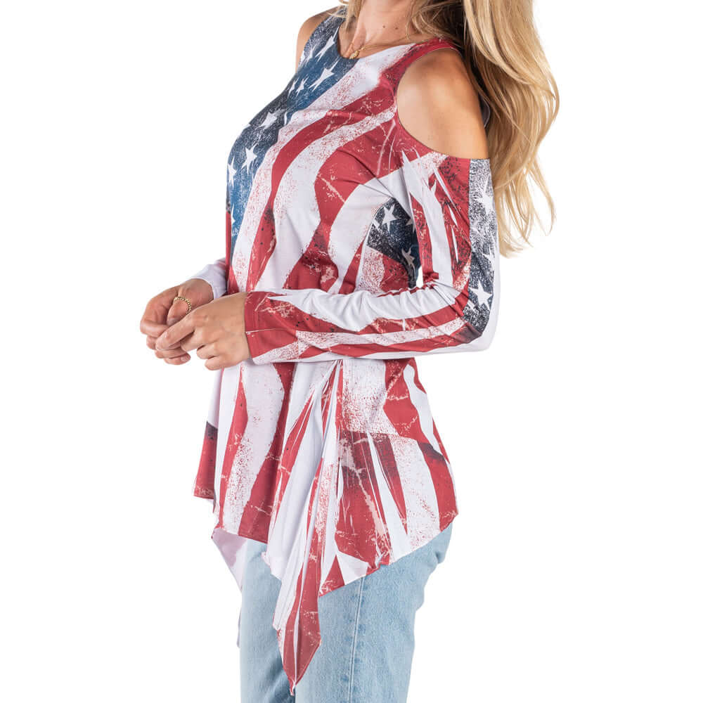 Women's Made in USA Cold Shoulder Tunic - Premium shirt from The Flag Shirt - Just $49.99! Shop now at Concordia Style Boutique